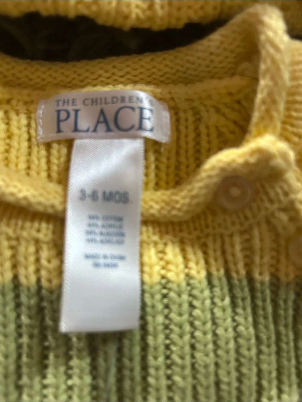 The Children's Place Yellow & Olive Striped Knit Sweater and Pom Hat Set